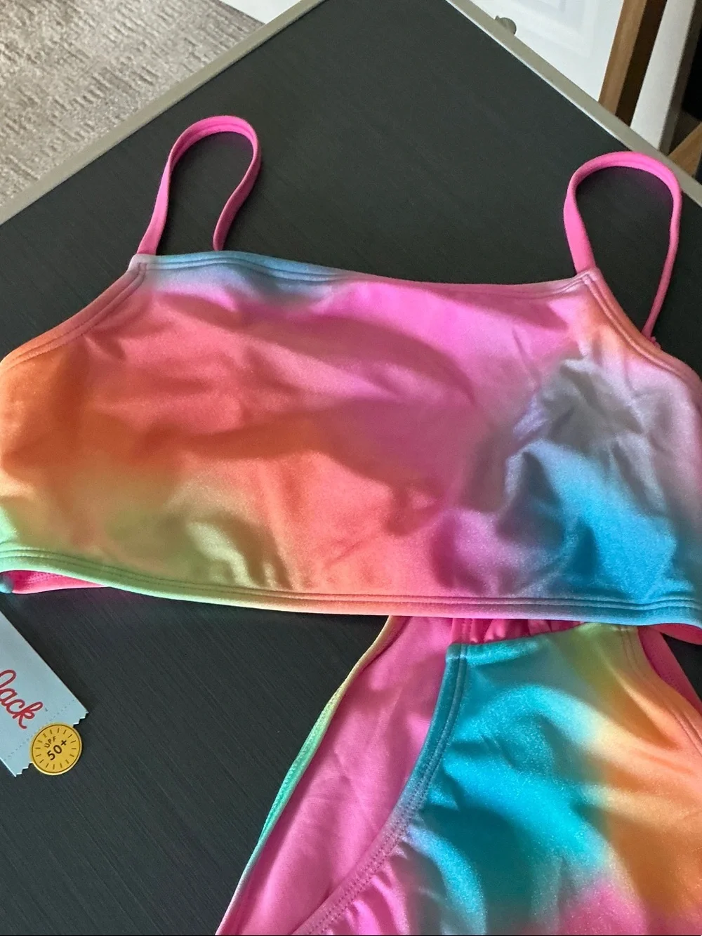 Girls' Rainbow Tie-Dye Pink & Teal Two-Piece Swim Bikini